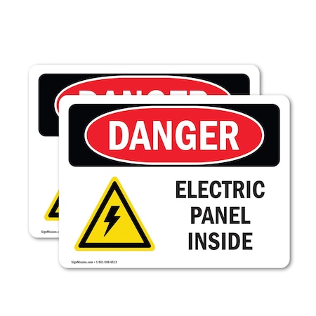 Signmission Electric Panel Inside Danger Sign, Vinyl Decal, 5in W x 3.5in L, 2PK OS-2PACK-DS-D-35-L-2203